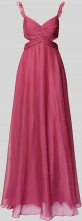 Jake*s Abendkleid mit Cut Outs und R&uuml;schen in Fuchsia, Gr&ouml;&szlig;e 32