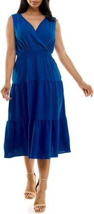 Nina Leonard Tiered Midi Dress in Deep Sapphire at Nordstrom Rack, Size X-Large