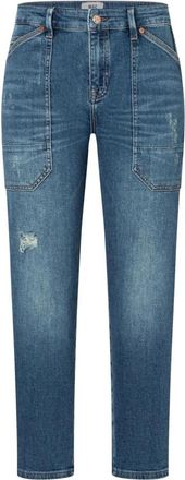 M.A.C Blauwe Chic Wash Straight-Leg Jeans - Dames - Cropped Jeans - Blauw - XS - Jeans