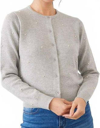 Karen Kane Pearl Cardigan Sweater In Gray