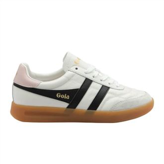 Gola Womens Stadia Leather Sneaker In White/black/chalk Pink