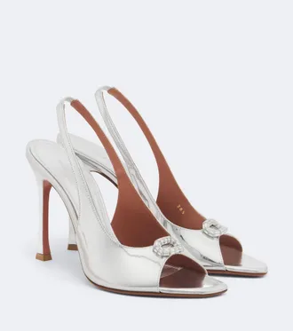 Amina Muaddi Mules Camelia Mini de piel