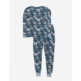 Leveret 2-pc. Soft Stretch Viscose Cool Touch Matching Family Holiday Pajamas in Polar Bear Blue at Nordstrom, Size 18-24M