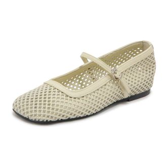 Poesie Veneziane Pbal31 Ballerina Geperforeerde Platte Schoen - Dames - Schoenen - Beige - Maat: 36 EU Leer
