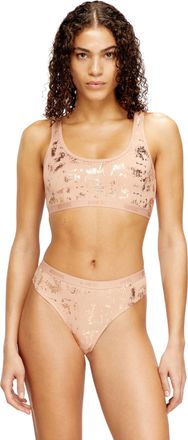Diesel Stretch-cotton bralette with metallic print - Bras - Woman - Pink
