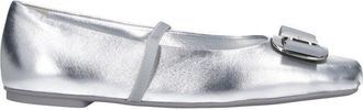 Ferragamo Rounded Toe Metallic Silver Flat Shoes