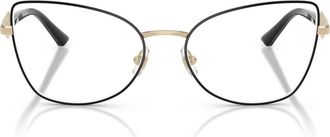 Jimmy Choo London 53mm Cat Eye Optical Glasses in Pale Gold/Black /Demo Lens at Nordstrom