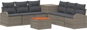 vidaXL Juego De Sof&aacute; 8 Uds. Gris Y Gris Oscuro Rat&aacute;n Sint&eacute;tico Y Acero Vidaxl
