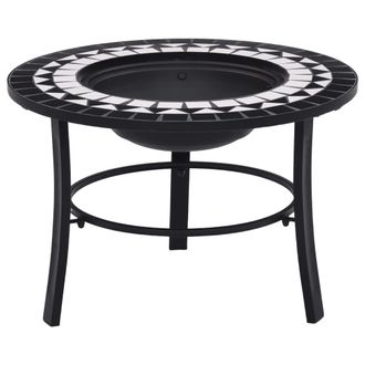 vidaXL Brasero De Mosaico Cer&aacute;mica Negro Y Blanco 68 Cm Vidaxl