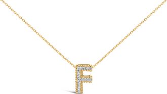 House of Brilliance Yellow Gold Vermeil.925 Sterling Silver Diamond Accent A-Z Initial Bubble Pendant Necklace