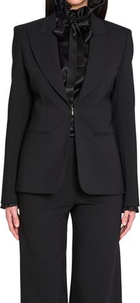 Gucci Black Solid Peaked Lapel Blazer