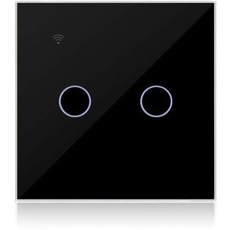 OEM Interruptor Inteligente Wifi De 2 V&iacute;as Y 1 Canal, Color Negro, Compatible Con Alexa. Interruptor T&aacute;ctil De Pared Wifi De Doble Canal Con Control Media