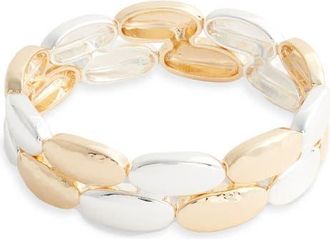 Nordstrom Two-Tone Oval Stretch Bracelet in Gold- Silver at Nordstrom