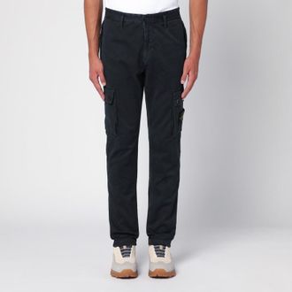 Stone Island Black cotton trousers with logo