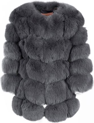 Wanan Luxury Giacca Classic Grigio Scuro in Pelliccia di Volpe-Donna