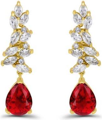 Christian Siriano Pear Cubic Zirconia Cluster Drop Earrings in Gold/red at Nordstrom Rack