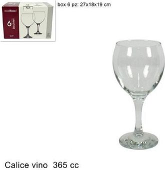 Trade Shop Trade Shop - Set 6 Pezzi Servizio Bicchieri Calici Calice Misket In Vetro 365cc Bevande Vino