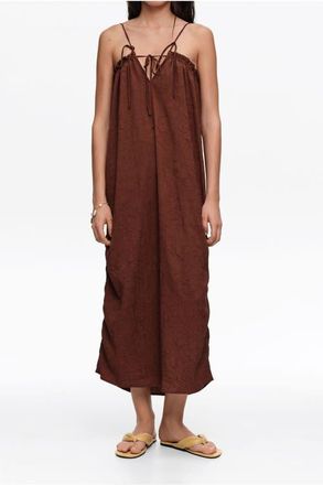 Bimba & Lola Midi Dress With Adjustable Straps in Brown at Nordstrom, Size Large Eu