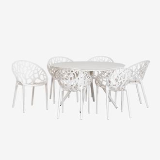 Sklum Sklum - Set De Mesa Redonda En Aluminio (&oslash;125 Cm) Valerie Y 6 Sillas De Jard&iacute;n Ores