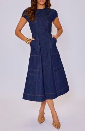 VICI Collection Margot Denim Midi Dress in Dark Denim at Nordstrom, Size X-Small