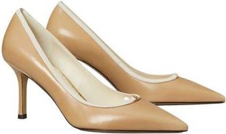 Tory Burch Double T Buckle Pointed Toe Pump in Desert Mist /Light Cream at Nordstrom, Size 11