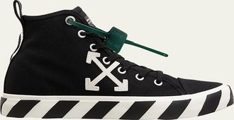 Off-white Mens Arrow Striped Canvas Mid-Top Sneakers