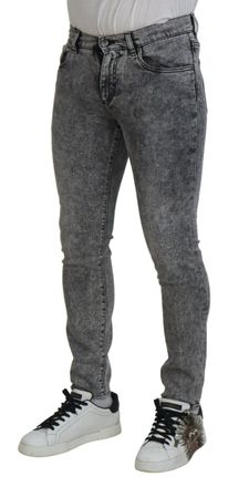 Dolce & Gabbana Grey Washed Cotton Slim Fit Men Denim Jeans Gray Elastane Clothing