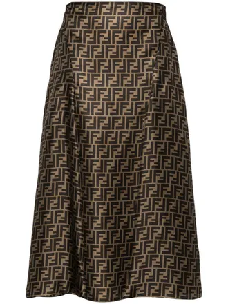 Fendi Ff Silk Midi Skirt