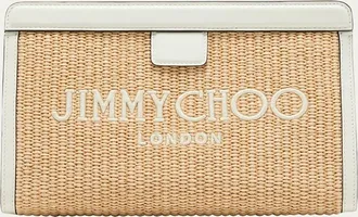 Jimmy Choo London Avenue Logo Raffia Clutch Bag