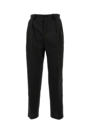 Maison Kitsun&eacute; Cotton Wide-Leg Trousers With Striped Pattern And Logo Accents