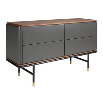 Angel Cerd&aacute; Chest of Drawers - Dark Grey Matt MDF, Walnut Top