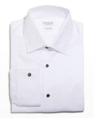 Brunello Cucinelli Mens French-Cuff Tuxedo Dress Shirt
