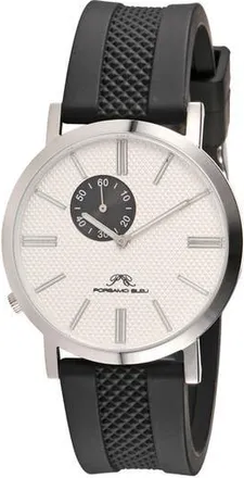 Porsamo Bleu Bennett Silicone Strap Watch, 40mm in Black And White at Nordstrom Rack