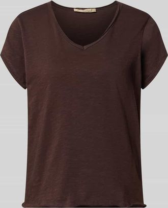 Smith & Soul T-Shirt mit Rollsaum und V-Ausschnitt in Schoko, Gr&ouml;&szlig;e XXL