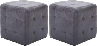 vidaXL Vidaxl - Puf 2 unidades piel de ante artificial gris 30x30x30 cm