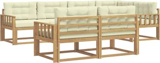 vidaXL Conjunto De Sof&aacute;s De Exterior 6 Uds. Blanco Y Crema Poli&eacute;ster Vidaxl