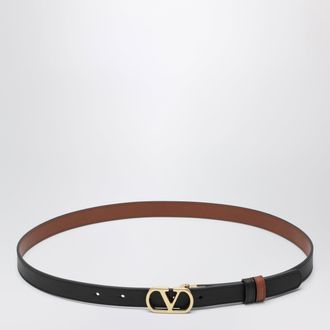 Valentino Garavani Black/caramel reversible VLogo Signature belt