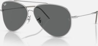 Ray-Ban Aviator Reverse Polarized Dark Grey Pilot Unisex Sunglasses RBR0101S 003/GR 62