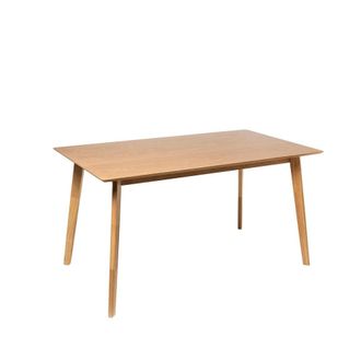 Koketto Home Mesa de comedor 140 tapa de madera blanco y patas roble