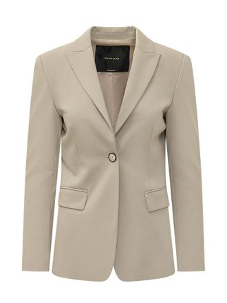 Pinko Beige Solid Notched Lapel Blazer