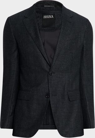 Ermenegildo Zegna Mens Prince of Wales Notch-Lapel Sport Coat