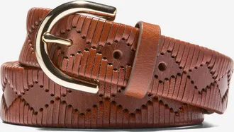 Cole Haan Womens Hand Laced Leather Belt - Brown Size Medium