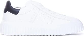 Hogan Sneakers, male, White, Size: 10 1/2 US White H-Stripes Sneakers Round Toe