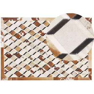 Beliani Rug SERINOVA Brown 140 x 200 cm Leather