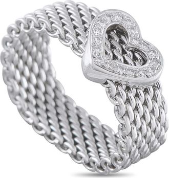 Tiffany & Co. Pre-Owned Tiffany Co. 18K White Gold Diamond Heart Ring TI36 050126