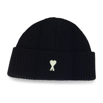 Ami Ami de Coeur Beanie - unisex - Accessoires - Zwart - Maat: ONE Size Zijde
