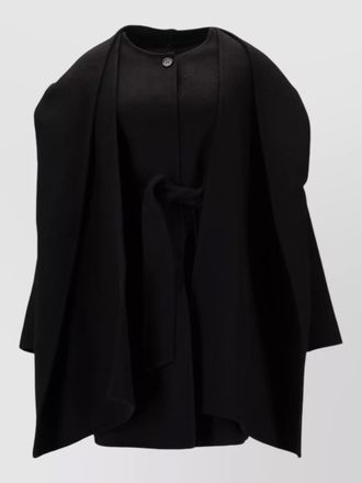 Parosh hooded coat belted waist draped silhouette