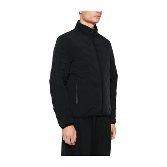 Emporio Armani Chevron Gewatteerde Donsjas - Heren - Winterjassen - Zwart - L - Leer - Jassen