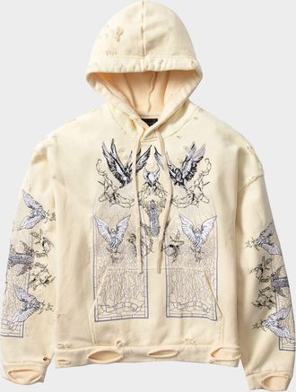 Who Decides War by Ev Bravado Mens Ascension Hooded Pullover in Distressed Cotton