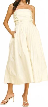 Pinch Design Shirring Detailed Sleeveless Midi Dress In Butter